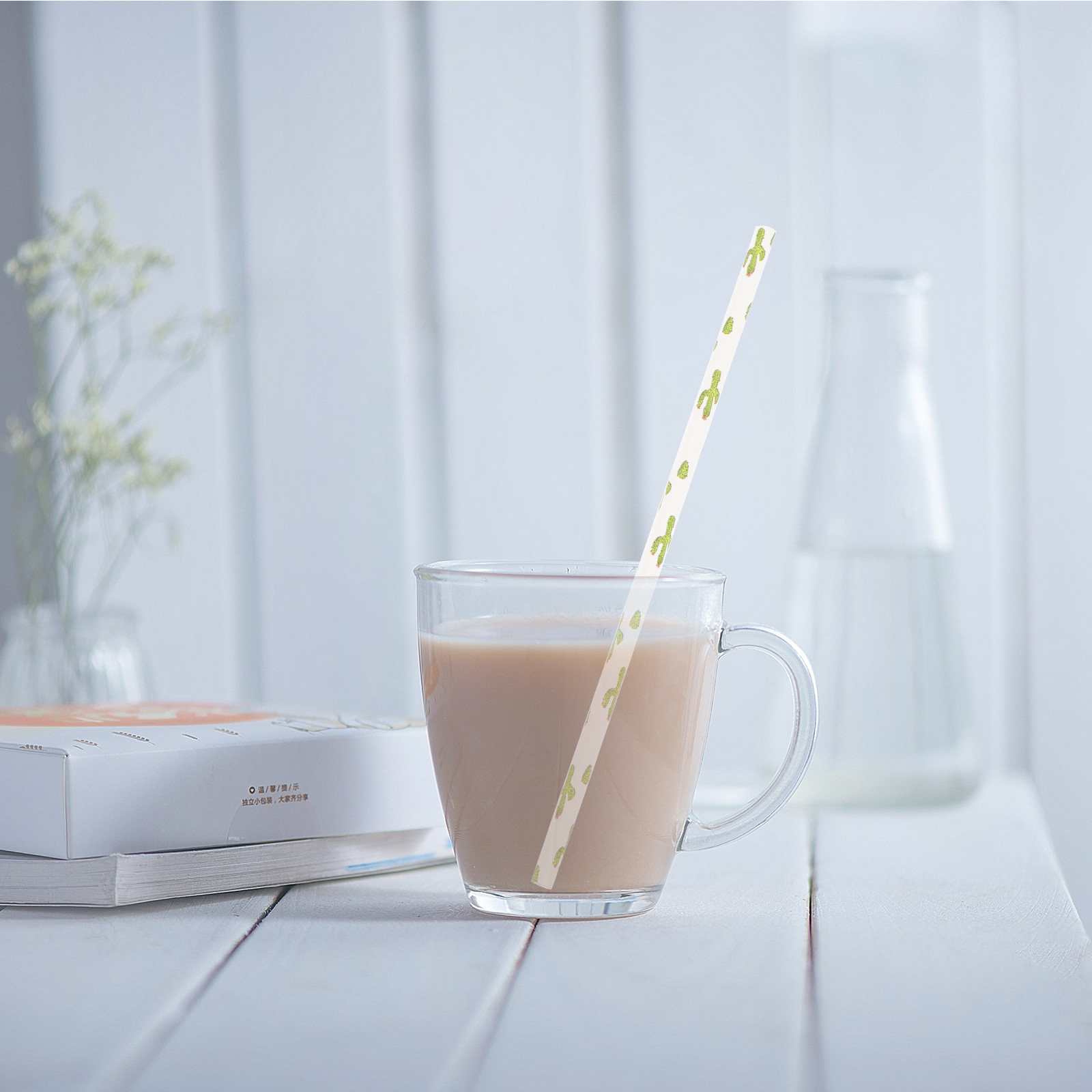 Paper Straw Color - 100 قطعة من الشفاطات الورقية الصديقة