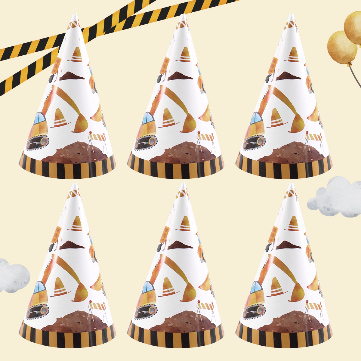 Party Hat Cone - 6 قطع قبعات عيد ميلاد على