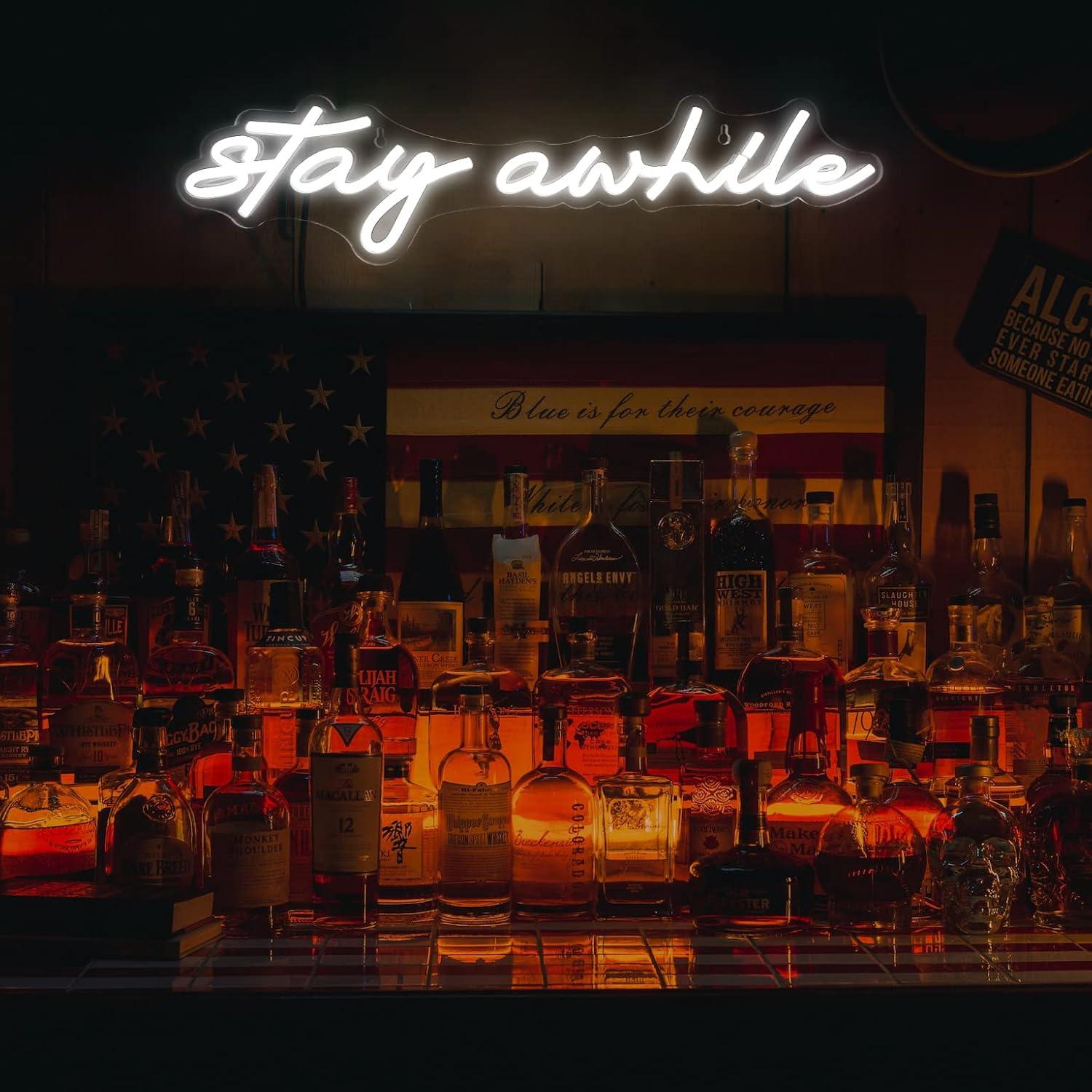 لافتات نيون 'Stay Awhile' مع إ - مراجعة Neon Sign Party وسعره