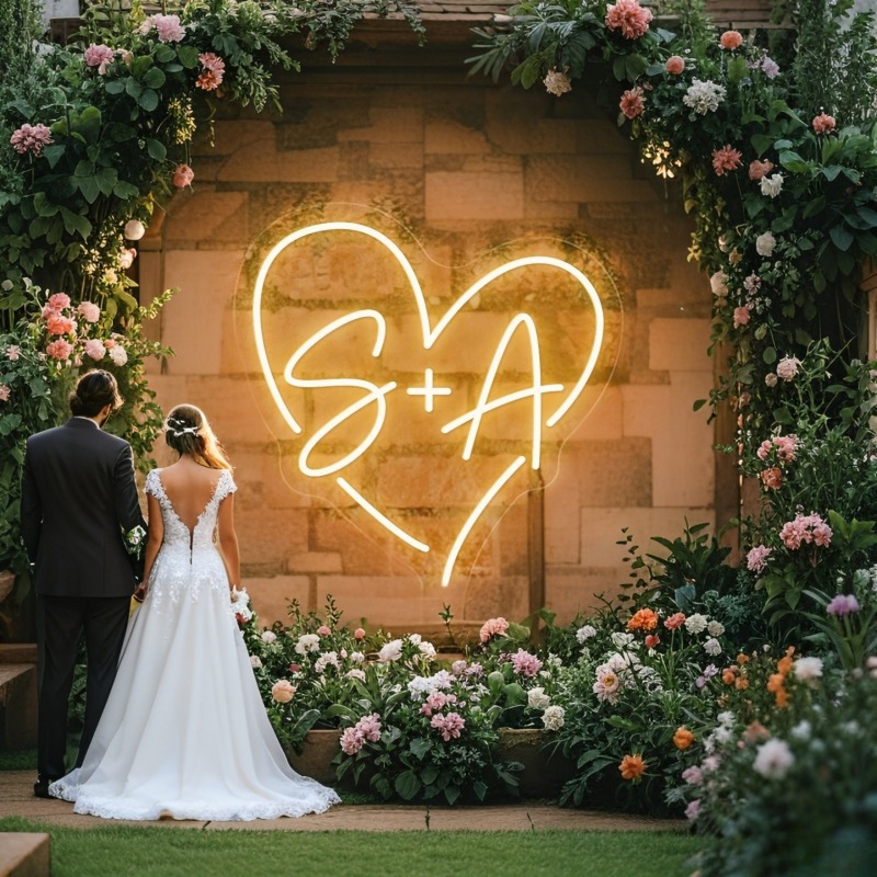 مخصص الأحرف الأولى القلب LED ا - مراجعة Neon Sign Party وسعره