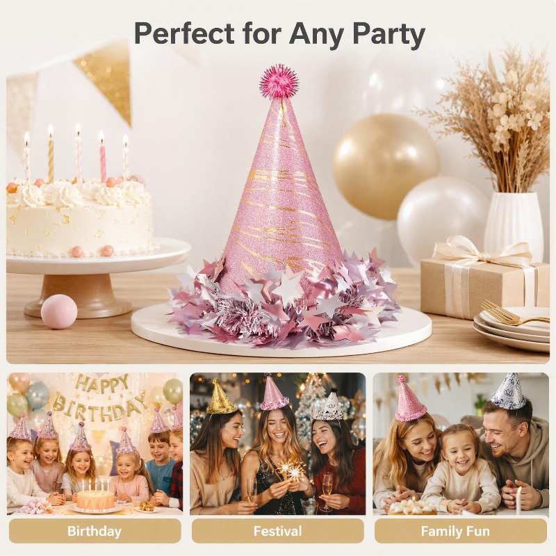 قبعات مخروطية مزينة بالترتر لح - مراجعة Party Hat Cone وسعره